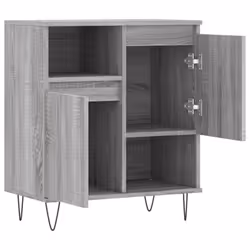 vidaXL Sideboard Storage Cabinet Cupboard High Gloss White Engineered Wood - grey sonoma - Additional view 5