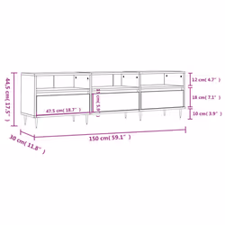 vidaXL TV Cabinet TV Unit Media Cabinet TV Stand Concrete Grey Engineered Wood - Additional view 10