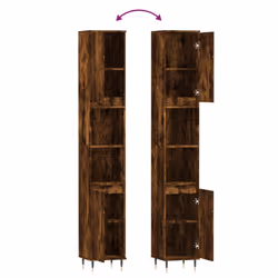 vidaXL Bathroom Cabinet Vanity Unit Highboard Grey Sonoma Engineered Wood - smoked oak - Additional view 8