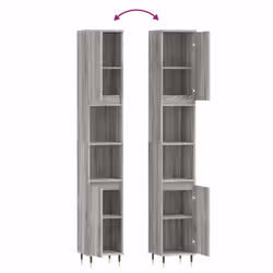 vidaXL Bathroom Cabinet Vanity Unit Highboard Grey Sonoma Engineered Wood - grey sonoma - Additional view 8