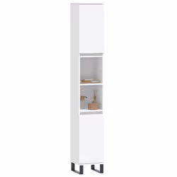 vidaXL Bathroom Cabinet Vanity Unit Highboard Cupboard White Engineered Wood