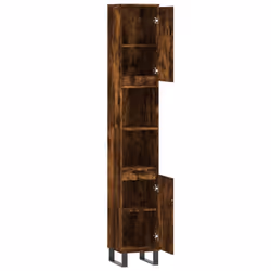 vidaXL Bathroom Cabinet Vanity Unit Highboard Cupboard White Engineered Wood - smoked oak - Additional view 5