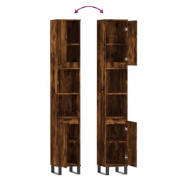 vidaXL Bathroom Cabinet Vanity Unit Highboard Cupboard White Engineered Wood - smoked oak - Additional view 8