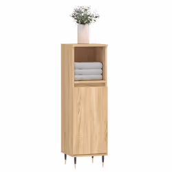 vidaXL Bathroom Cabinet Vanity Unit Highboard Cupboard White Engineered Wood - sonoma oak
