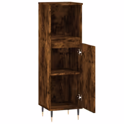 vidaXL Bathroom Cabinet Vanity Unit Highboard Cupboard White Engineered Wood - smoked oak - Additional view 5