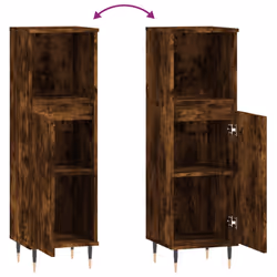 vidaXL Bathroom Cabinet Vanity Unit Highboard Cupboard White Engineered Wood - smoked oak - Additional view 8
