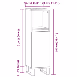 vidaXL Bathroom Cabinet Vanity Unit Cupboard Concrete Grey Engineered Wood - smoked oak - Additional view 3