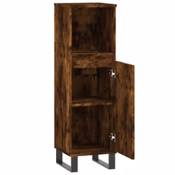 vidaXL Bathroom Cabinet Vanity Unit Cupboard Concrete Grey Engineered Wood - smoked oak - Additional view 4