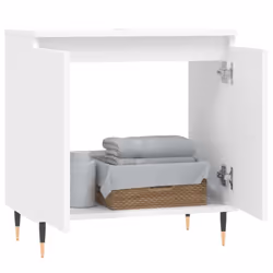 vidaXL Bathroom Cabinet Vanity Unit Cupboard High Gloss White Engineered Wood - white - Additional view 2