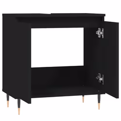 vidaXL Bathroom Cabinet Vanity Unit Cupboard High Gloss White Engineered Wood - black - Additional view 4