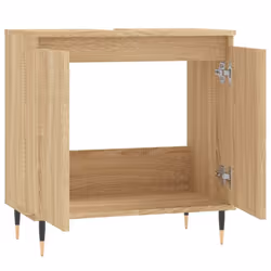 vidaXL Bathroom Cabinet Vanity Unit Cupboard High Gloss White Engineered Wood - sonoma oak - Additional view 4