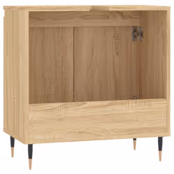 vidaXL Bathroom Cabinet Vanity Unit Cupboard High Gloss White Engineered Wood - sonoma oak - Additional view 6