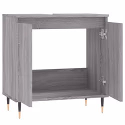 vidaXL Bathroom Cabinet Vanity Unit Cupboard High Gloss White Engineered Wood - grey sonoma - Additional view 3