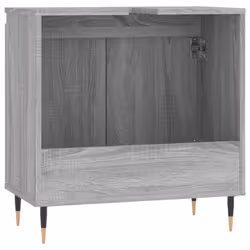 vidaXL Bathroom Cabinet Vanity Unit Cupboard High Gloss White Engineered Wood - grey sonoma - Additional view 5