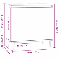 vidaXL Bathroom Cabinet Vanity Unit Cupboard High Gloss White Engineered Wood - grey sonoma - Additional view 9
