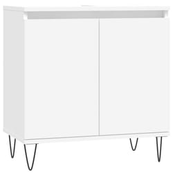 vidaXL Bathroom Cabinet Vanity Unit Highboard Cupboard White Engineered Wood