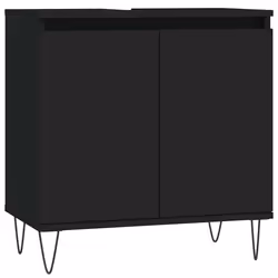 vidaXL Bathroom Cabinet Vanity Unit Highboard Cupboard White Engineered Wood - black