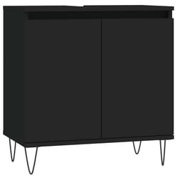 vidaXL Bathroom Cabinet Vanity Unit Highboard Cupboard White Engineered Wood - black