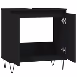 vidaXL Bathroom Cabinet Vanity Unit Highboard Cupboard White Engineered Wood - black - Additional view 4
