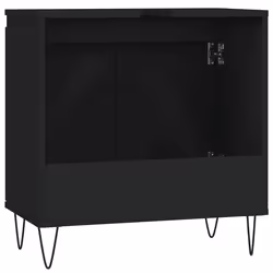 vidaXL Bathroom Cabinet Vanity Unit Highboard Cupboard White Engineered Wood - black - Additional view 6