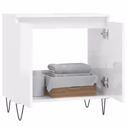 vidaXL Bathroom Cabinet Vanity Unit Highboard Cupboard White Engineered Wood - high gloss white - Additional view 2