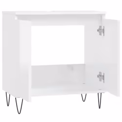 vidaXL Bathroom Cabinet Vanity Unit Highboard Cupboard White Engineered Wood - high gloss white - Additional view 4