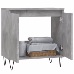 vidaXL Bathroom Cabinet Vanity Unit Highboard Cupboard White Engineered Wood - concrete grey - Additional view 2