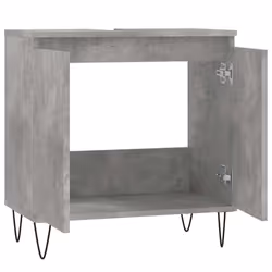 vidaXL Bathroom Cabinet Vanity Unit Highboard Cupboard White Engineered Wood - concrete grey - Additional view 4
