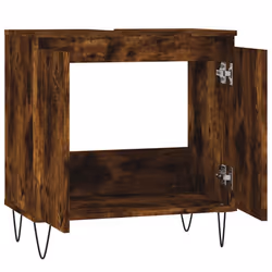 vidaXL Bathroom Cabinet Vanity Unit Highboard Cupboard White Engineered Wood - smoked oak - Additional view 3