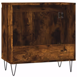 vidaXL Bathroom Cabinet Vanity Unit Highboard Cupboard White Engineered Wood - smoked oak - Additional view 5