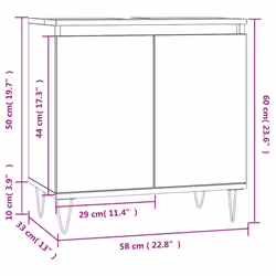vidaXL Bathroom Cabinet Vanity Unit Highboard Cupboard White Engineered Wood - grey sonoma - Additional view 9