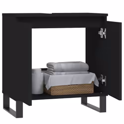 vidaXL Bathroom Cabinet Vanity Unit Storage Cabinet Brown Oak Engineered Wood - black