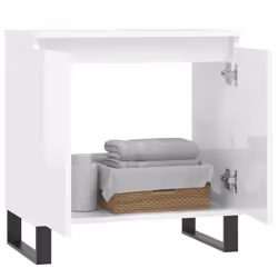 vidaXL Bathroom Cabinet Vanity Unit Storage Cabinet Brown Oak Engineered Wood - high gloss white - Additional view 2
