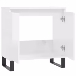 vidaXL Bathroom Cabinet Vanity Unit Storage Cabinet Brown Oak Engineered Wood - high gloss white - Additional view 3