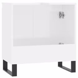 vidaXL Bathroom Cabinet Vanity Unit Storage Cabinet Brown Oak Engineered Wood - high gloss white - Additional view 5