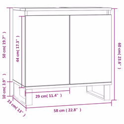 vidaXL Bathroom Cabinet Vanity Unit Storage Cabinet Brown Oak Engineered Wood - high gloss white - Additional view 9