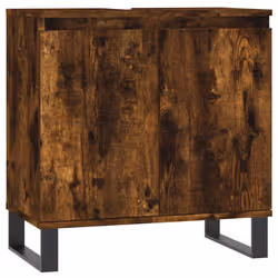 vidaXL Bathroom Cabinet Vanity Unit Storage Cabinet Brown Oak Engineered Wood - smoked oak