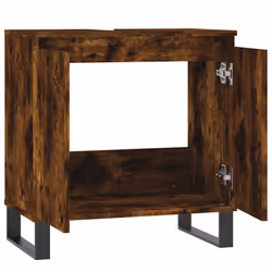 vidaXL Bathroom Cabinet Vanity Unit Storage Cabinet Brown Oak Engineered Wood - smoked oak