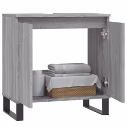 vidaXL Bathroom Cabinet Vanity Unit Storage Cabinet Brown Oak Engineered Wood - grey sonoma