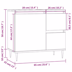 vidaXL Bathroom Cabinet Vanity Unit Highboard Cupboard Black Engineered Wood - concrete grey - Additional view 3