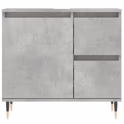 vidaXL Bathroom Cabinet Vanity Unit Highboard Cupboard Black Engineered Wood - concrete grey - Additional view 4
