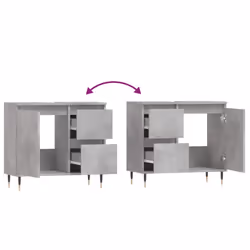 vidaXL Bathroom Cabinet Vanity Unit Highboard Cupboard Black Engineered Wood - concrete grey - Additional view 8