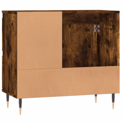vidaXL Bathroom Cabinet Vanity Unit Highboard Cupboard Black Engineered Wood - smoked oak - Additional view 6