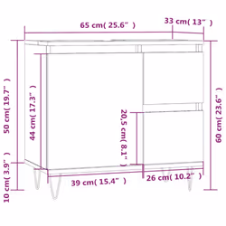 vidaXL Bathroom Cabinet Vanity Unit Highboard Cupboard White Engineered Wood - concrete grey - Additional view 3