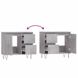 vidaXL Bathroom Cabinet Vanity Unit Highboard Cupboard White Engineered Wood - concrete grey - Additional view 8
