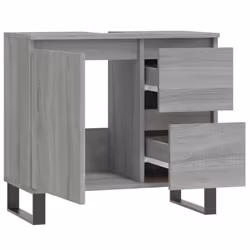 vidaXL Bathroom Cabinet Vanity Unit Highboard Cupboard White Engineered Wood - grey sonoma - Additional view 4