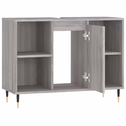 vidaXL Bathroom Cabinet Vanity Unit Storage Cabinet Cupboard Engineered Wood - grey sonoma - Additional view 4
