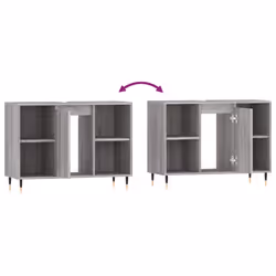 vidaXL Bathroom Cabinet Vanity Unit Storage Cabinet Cupboard Engineered Wood - grey sonoma - Additional view 9
