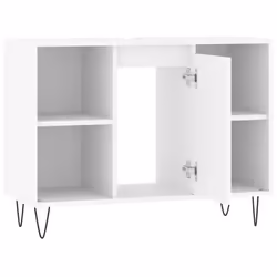 vidaXL Bathroom Cabinet Vanity Unit Highboard Cupboard Black Engineered Wood - white - Additional view 5