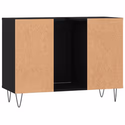 vidaXL Bathroom Cabinet Vanity Unit Highboard Cupboard Black Engineered Wood - black - Additional view 7